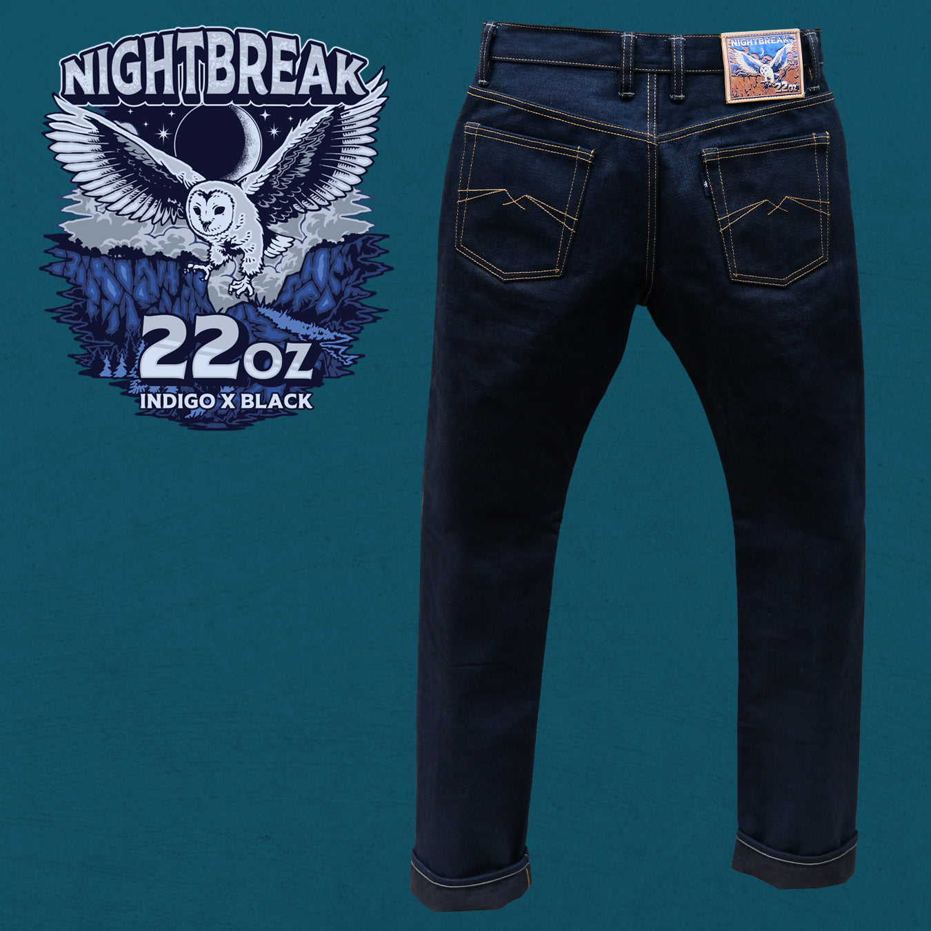 Nightbreak 22oz Unsanforized Deep Indigo x Black