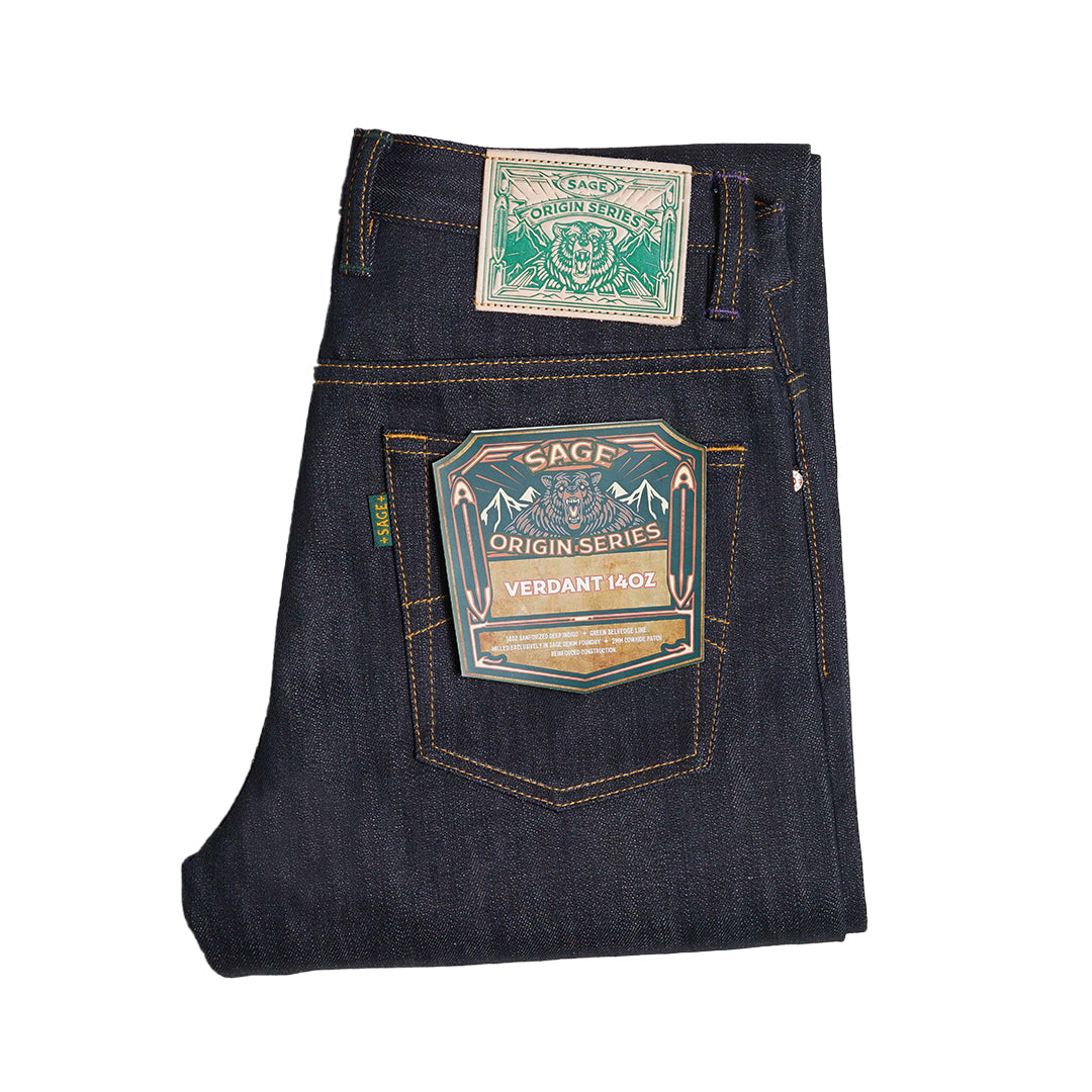 DEFECT SALE! Verdant 14oz Sanforized Deep Indigo Emerald Green Selvedg ...